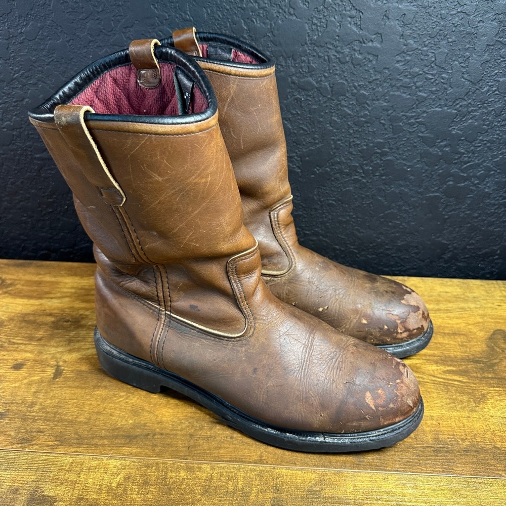 Red Wing Pecos 1155 Brown Leather Pull On Work Boots Mens 13D
